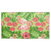 Vlamingvogels en tropische planten kussensloop (Voorkant-Links)