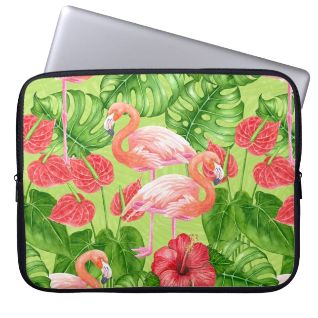 Vlamingvogels en tropische planten laptop sleeve (Voorkant)