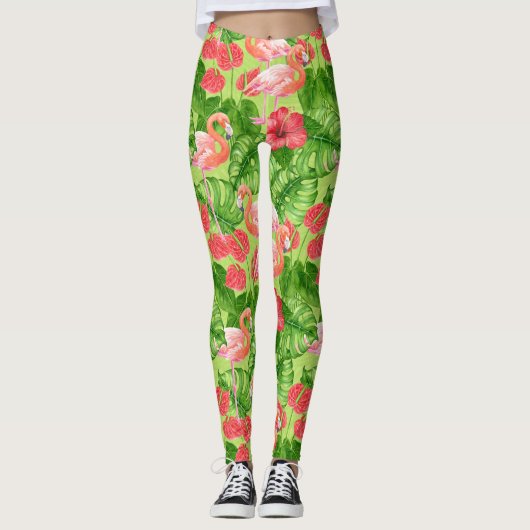 Vlamingvogels en tropische planten leggings (Voorkant)