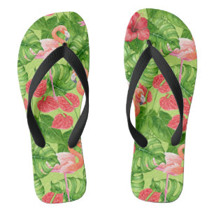 Vlamingvogels en tropische planten teenslippers