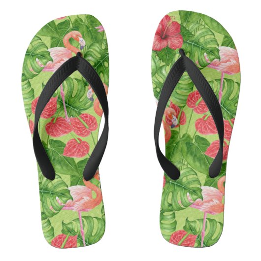Vlamingvogels en tropische planten teenslippers (Voetbed)