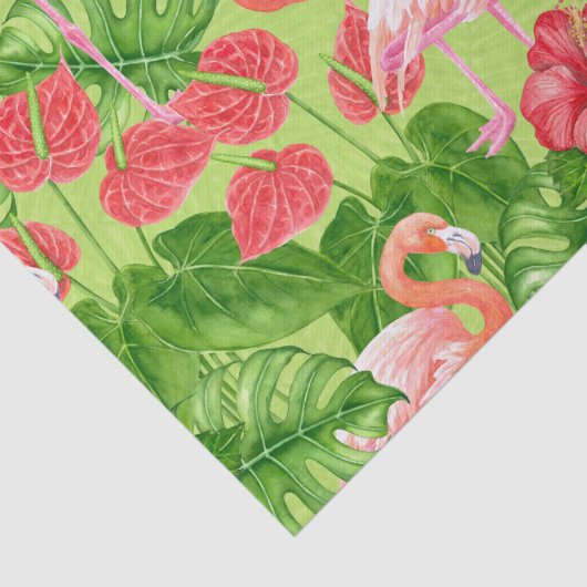 Vlamingvogels en tropische planten tissuepapier (Detail)