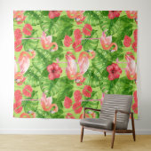 Vlamingvogels en tropische planten wandkleed (In Situ (horizontaal))