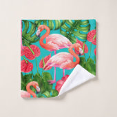 Vlamingvogels en waterverf van tropische tuinen bad handdoek (Wasdoekje)
