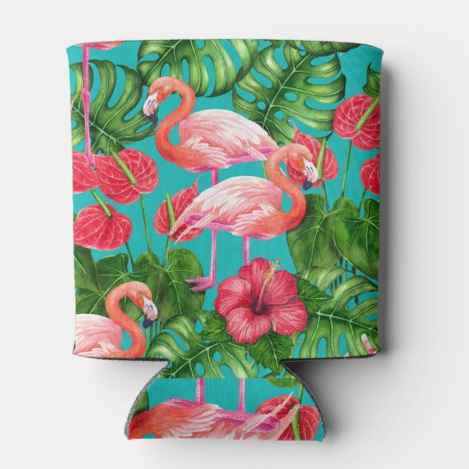 Vlamingvogels en waterverf van tropische tuinen blikjeskoeler (Achterkant)