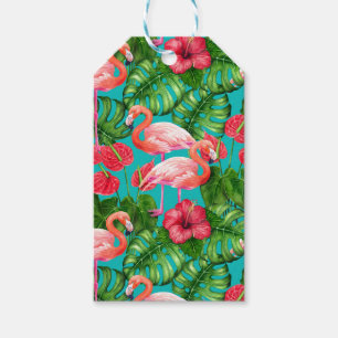 Vlamingvogels en waterverf van tropische tuinen cadeaulabel