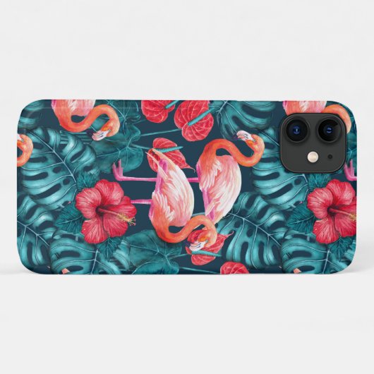 Vlamingvogels en waterverf van tropische tuinen Case-Mate iPhone case (Achterkant (horizontaal))