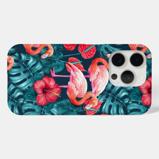 Vlamingvogels en waterverf van tropische tuinen Case-Mate iPhone case (Achterkant (horizontaal))