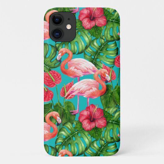 Vlamingvogels en waterverf van tropische tuinen Case-Mate iPhone case (Achterkant)