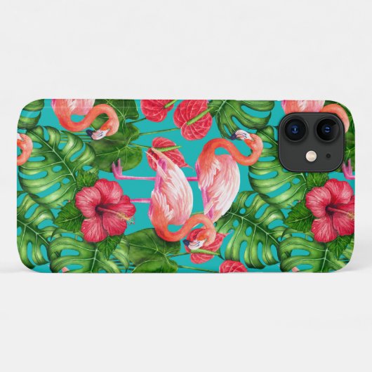 Vlamingvogels en waterverf van tropische tuinen Case-Mate iPhone case (Achterkant (horizontaal))