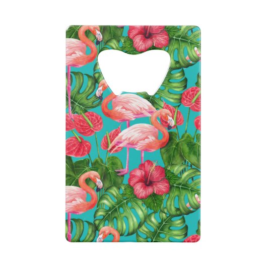 Vlamingvogels en waterverf van tropische tuinen creditkaart flessenopener (Achterkant)