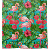 Vlamingvogels en waterverf van tropische tuinen douchegordijn (Voorkant)