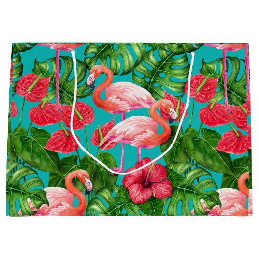 Vlamingvogels en waterverf van tropische tuinen groot cadeauzakje (Voorkant)
