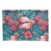 Vlamingvogels en waterverf van tropische tuinen kussensloop (Voorkant)