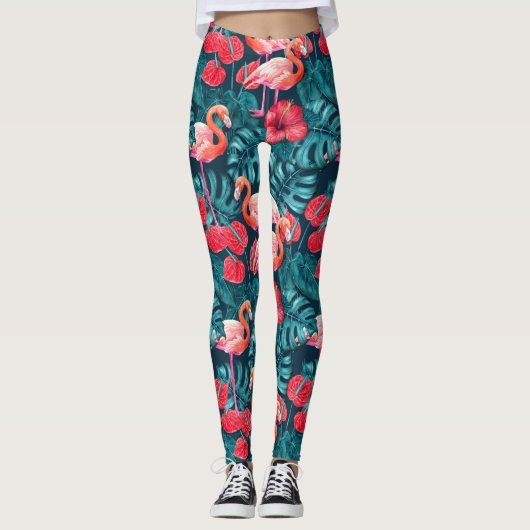 Vlamingvogels en waterverf van tropische tuinen leggings (Voorkant)