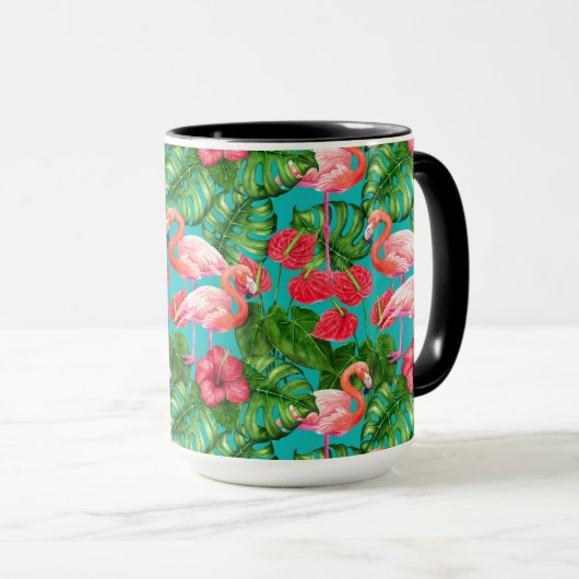 Vlamingvogels en waterverf van tropische tuinen mok (Voorkant rechts)