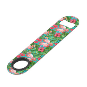 Vlamingvogels en waterverf van tropische tuinen speed flessenopener