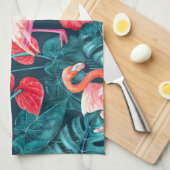 Vlamingvogels en waterverf van tropische tuinen theedoek (Quarter Fold)