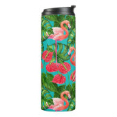 Vlamingvogels en waterverf van tropische tuinen thermosbeker (Gedraaid links)