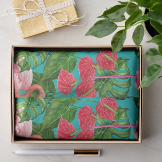 Vlamingvogels en waterverf van tropische tuinen tissuepapier (Geschenk)
