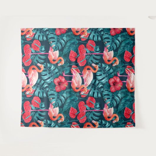 Vlamingvogels en waterverf van tropische tuinen wandkleed (Voorkant (horizontaal))