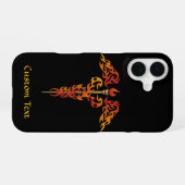 Vlammen Caduceus iPhone 16 Hoesje (Achterkant horizontaal)