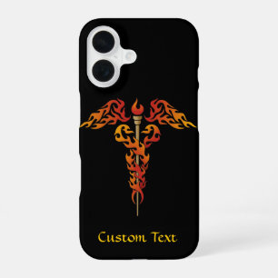 Vlammen Caduceus iPhone 16 Hoesje