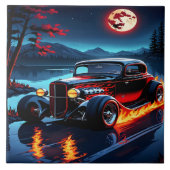 Vlammen en maanlicht dansen over een klassieke het tegeltje (Voorkant)