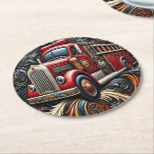 Vlammen en trucklederen kunst ronde kartonnen onderzetter (Gebogen)