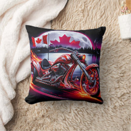 Vlammen en vrijheid met de Canadese vlag 's nachts Kussen