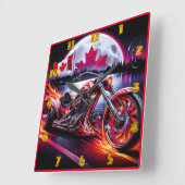 Vlammen en vrijheid met de Canadese vlag 's nachts Vierkante Klok (Hoek)