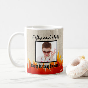 vlammen gepersonaliseerd 50ste verjaardagsfeestje koffiemok