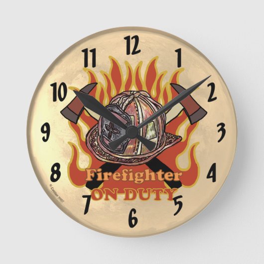 Vlammen In Dienst Brandweerman Klok (Voorkant)