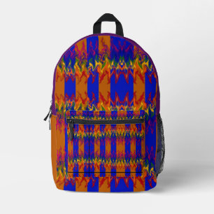 Vlammen in het abstract over de strepen kleuren bedrukte rugzak