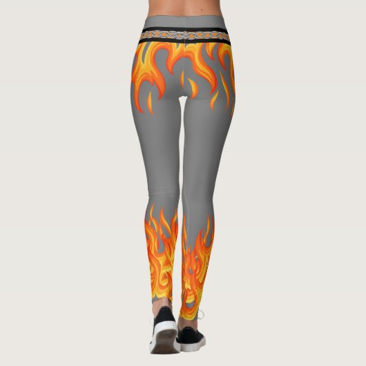 Vlammen op grijs leggings (Achterkant)