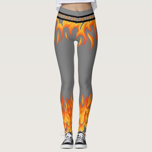 Vlammen op grijs leggings (Voorkant)