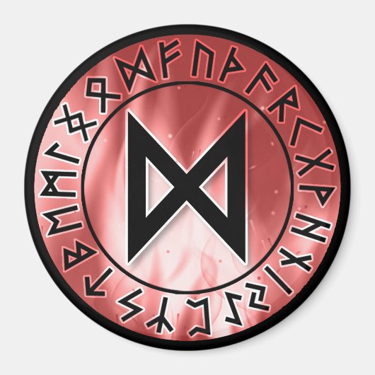 Vlammen, rood [24. Dagaz] Magneet (Voorkant)