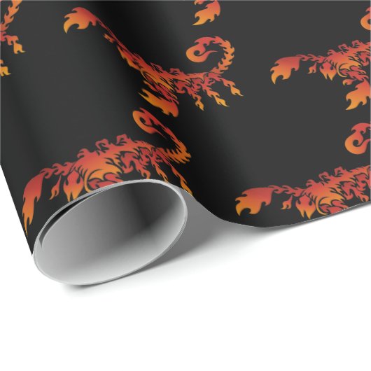 Vlammen Schorpioen Patroon Wrapping Paper Cadeaupapier (Rol Hoek)