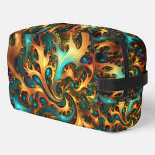 Vlammen van Kleur: Turquoise, Goud, Oranje Fractal Toilettasje