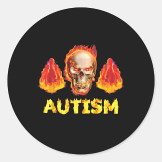 Vlammend Autisme Skelet Bowling Vreemd Specifieke  Ronde Sticker