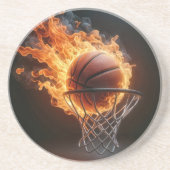 Vlammend basketbal in het net zandsteen onderzetter (Voorkant)