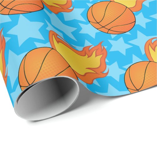  vlammend Basketball Cadeaupapier (Rol Hoek)