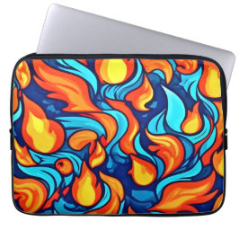 Vlammend Blauwe Abstract Laptop Sleeve