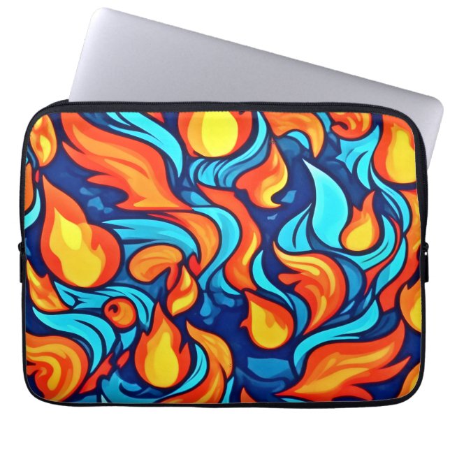 Vlammend Blauwe Abstract Laptop Sleeve (Voorkant)