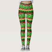 Vlammend groen en rood ontwerp leggings (Voorkant)