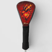 Vlammend hart. golfheadcover (Voorkant)