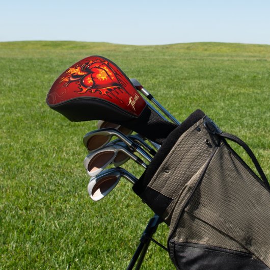 Vlammend hart. golfheadcover (Insitu)