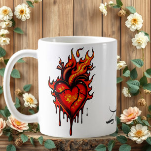 Vlammend hart. koffiemok