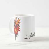 Vlammend hart. koffiemok (Voorkant links)