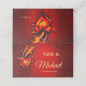 Vlammend hart. plaatskaartje (Buitenkant ongevouwen)